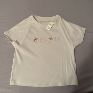 Aerie Cream Tee with Strawberry and Smile Design